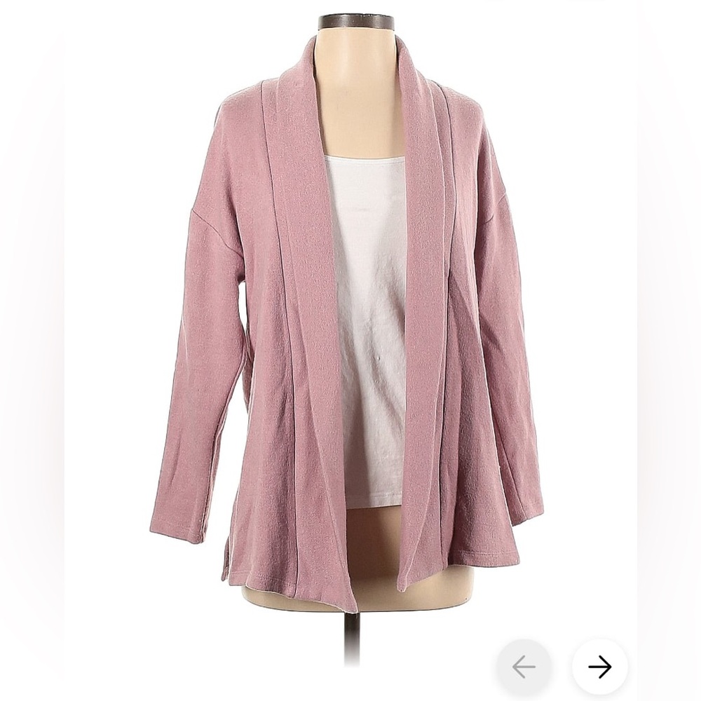 Drew Cardigan Size XS | Pink with cream elbow patches | Women’s pink sweater